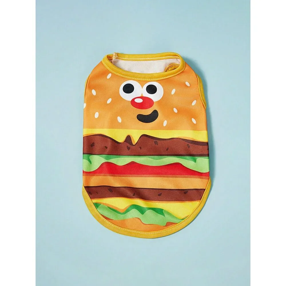 Dog Pet Burger Costume Puppy Cat Outfit Hamburger Lghtwt Shirt Halloween NWT Sm